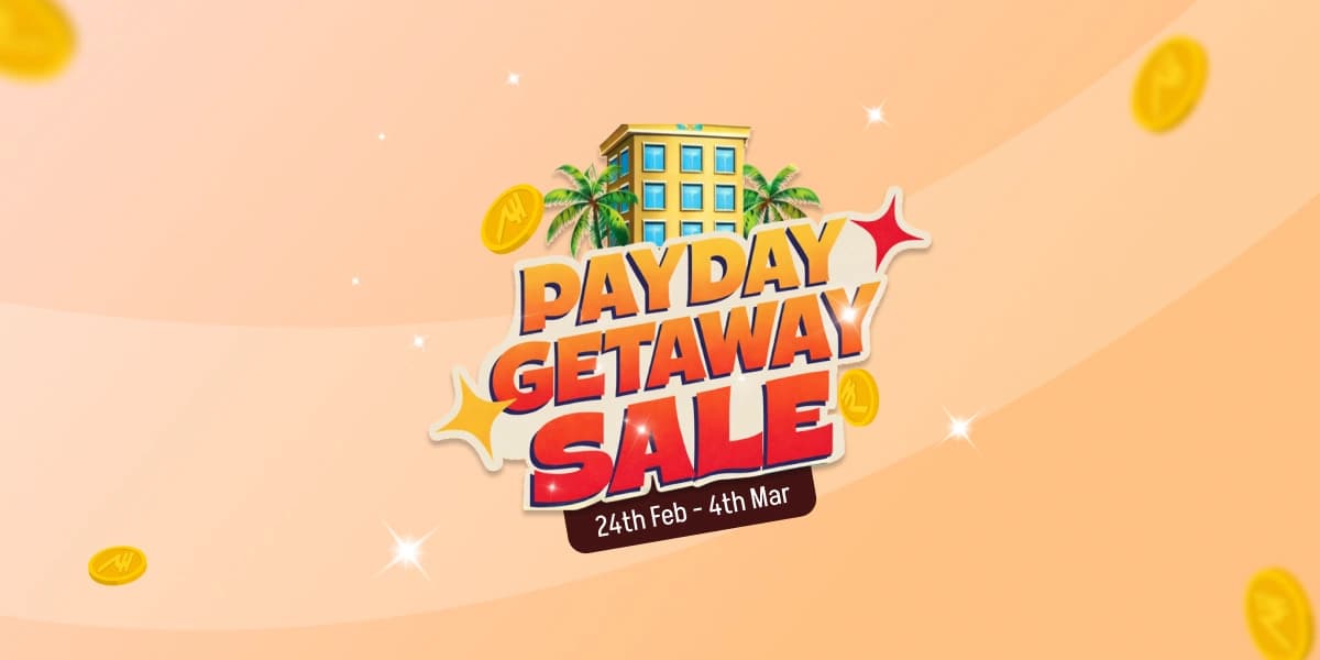 Payday Getaway Sale is LIVE: Flat 77% off up to ₹777 on your 1st Hotel Booking