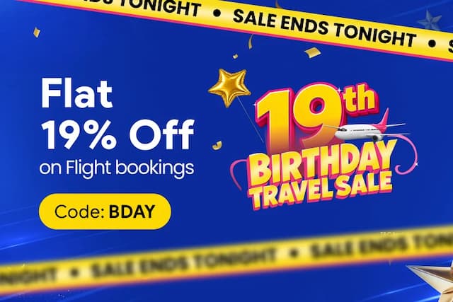 Get Flat 19% Off on Flights with no minimum booking amount