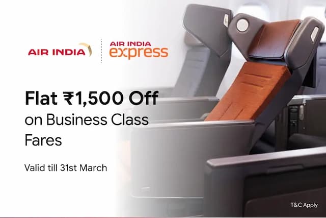 Flat ₹1,500 Off per Pax on Air India & Air India Express Business Class Fares