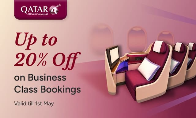Up to 20% Off on Business Class Bookings