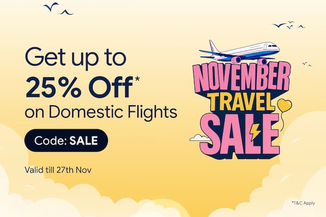 Get up to 25% Off on Domestic Flights
