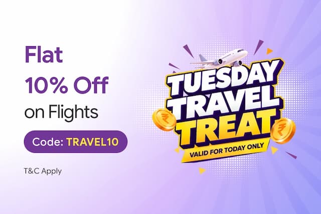 Flat 10% Off up to ₹750 on Flight Booking
